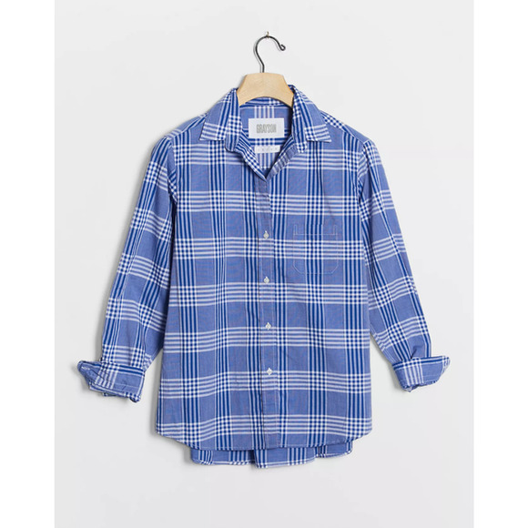 GRAYSON The Hero Button Up Shirt Womens Large Blue White Plaid ANTHROPOLOGIE - Picture 2 of 14